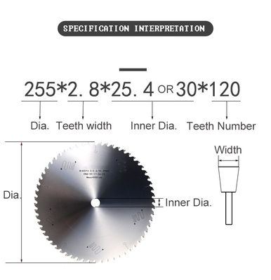 2-5 mm de espesor Dientes de carburo de aluminio TCT CLAVE de sierra circular con revestimiento de oro de estaño
